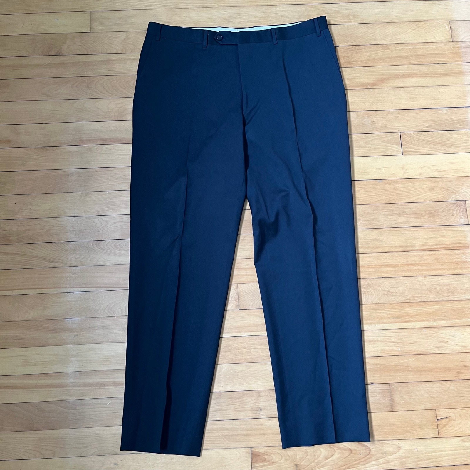 Canali Mens Grey Blue 100% Virgin Wool Dress Pants Slacks Made In Italy 37x31